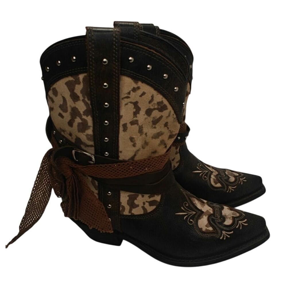 Brown Leopard rockin country Boots sz 7